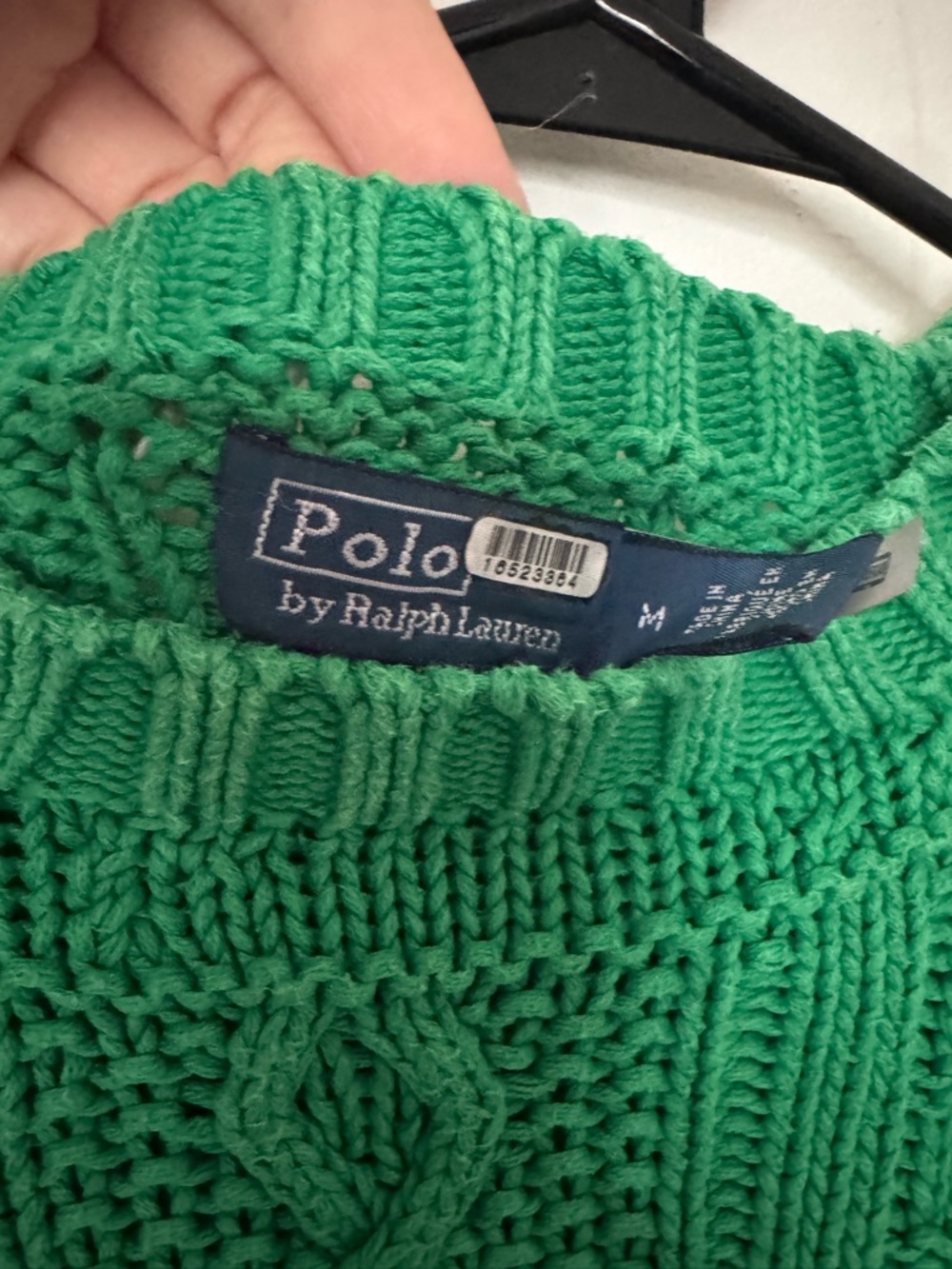 Polo Ralph Lauren Aran Flag Sweater Green Size Medium - Picture 10 of 10